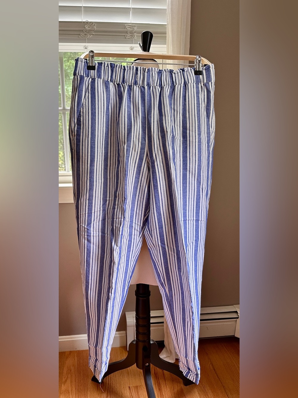 LOFT Blue and White Striped Chinos